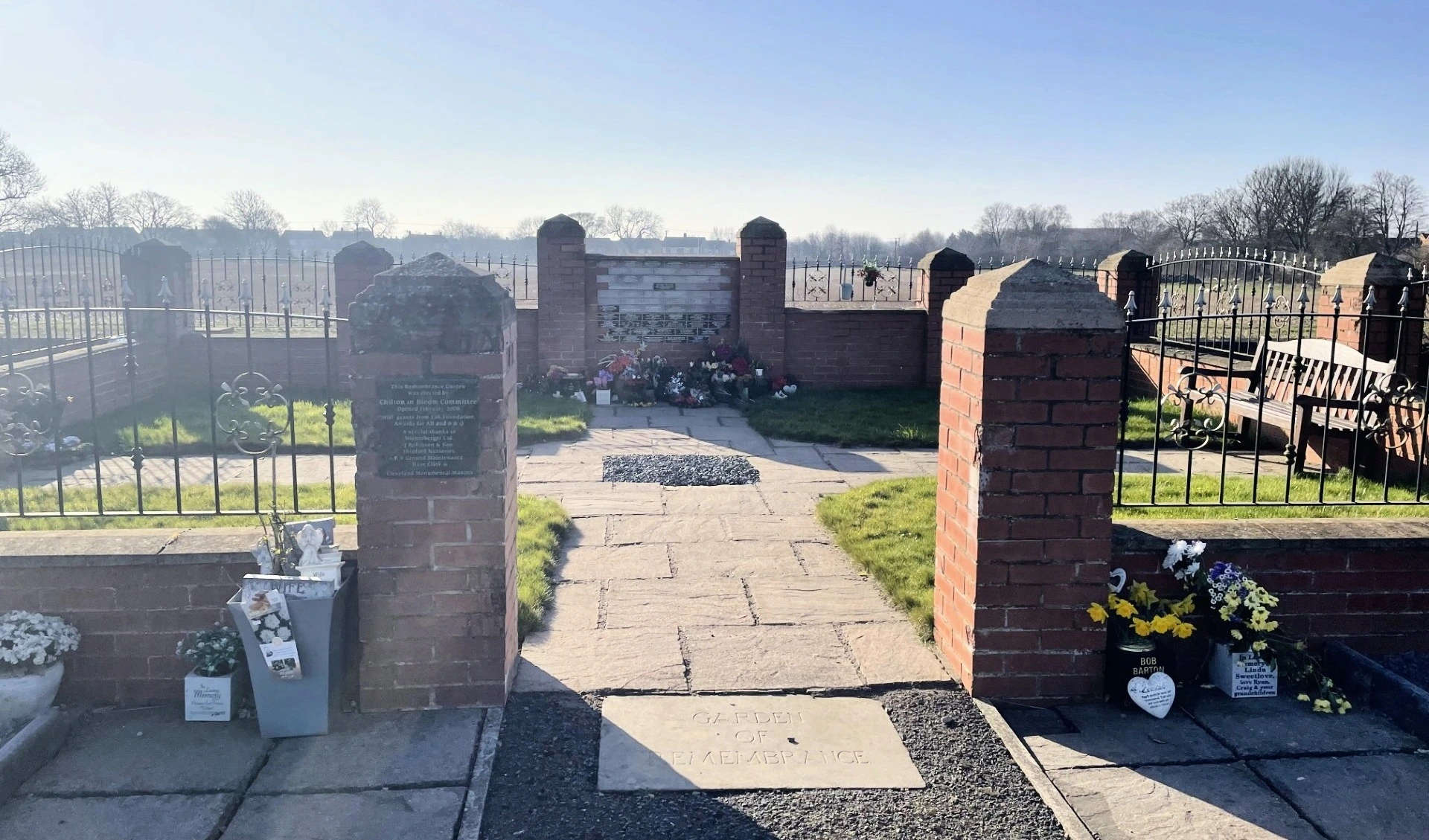 Memorial Garden seating and remembrance area at Chilton Cemetery